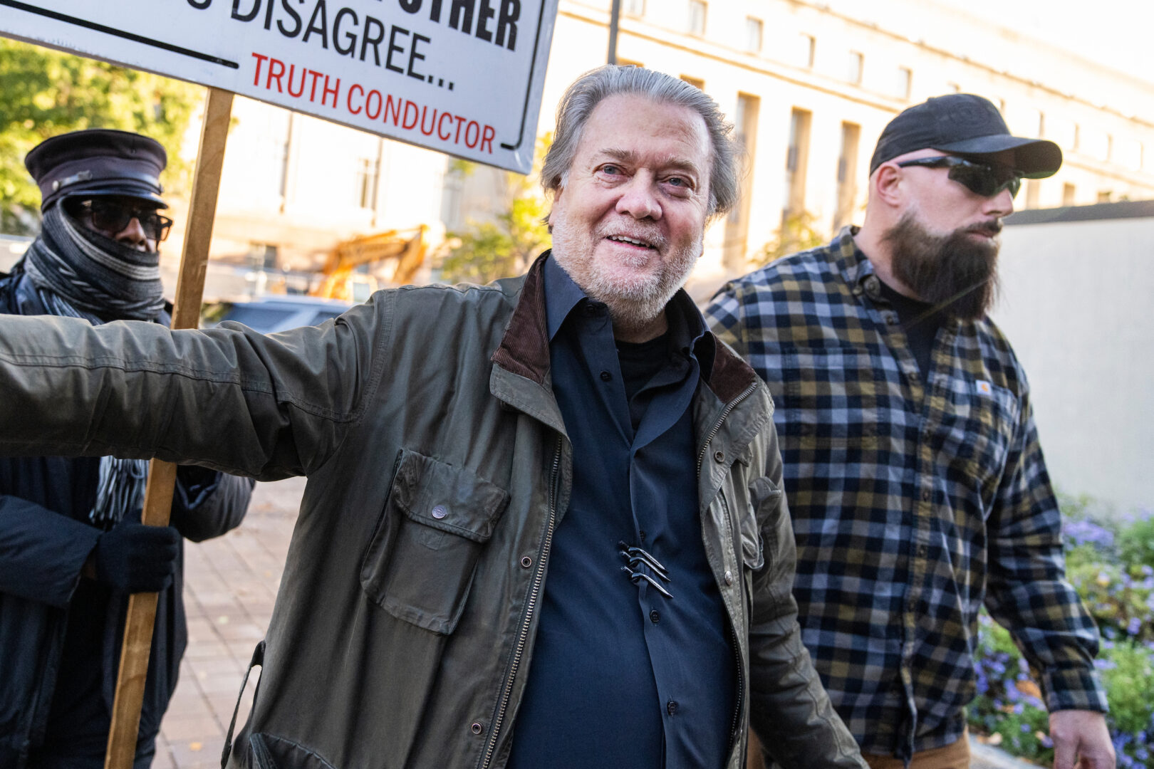 Steve Bannon, former adviser to former President Donald Trump, arrives for sentencing in October 2022 on contempt of Congress charges for defying a subpoena from the House select committee to investigate the Jan. 6 attack on the Capitol. 