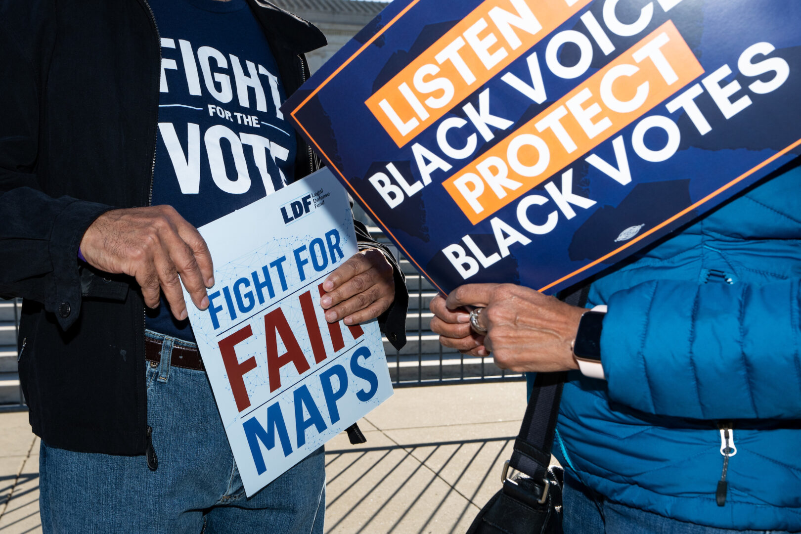 Activists gathered outside the Supreme Court for oral arguments in the South Carolina racial gerrymandering case in October. 