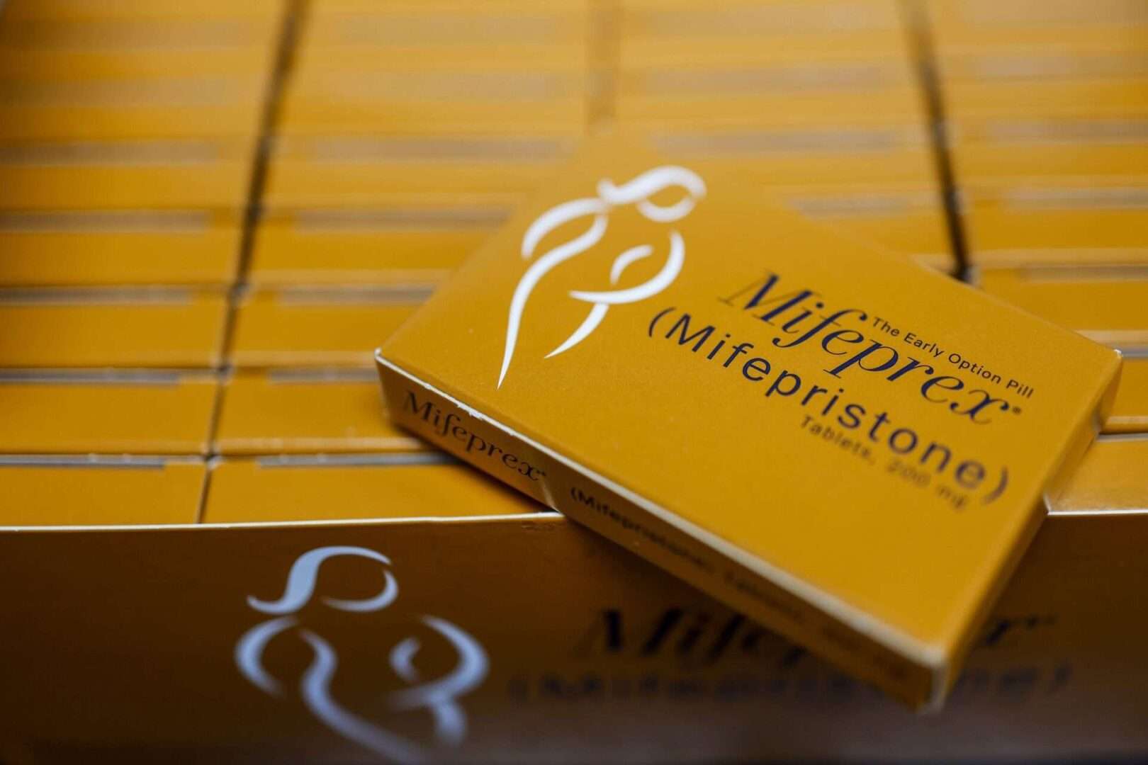 Packages of mifepristone tablets are displayed at a family planning clinic in Rockville, Md. A federal appeals court on Wednesday ruled in favor of restricting the commonly used abortion drug.