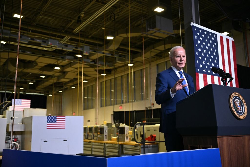 President Joe Biden speaks at Gateway Technical College in Racine County, Wis., on Wednesday.