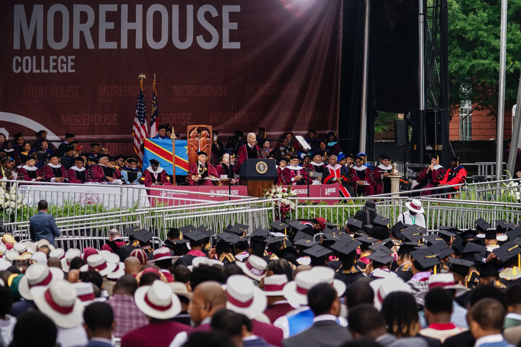 President Joe Biden speaks at the Morehouse College Commencement on Sunday in Atlanta. (Elijah Nouvelage/Getty Images)