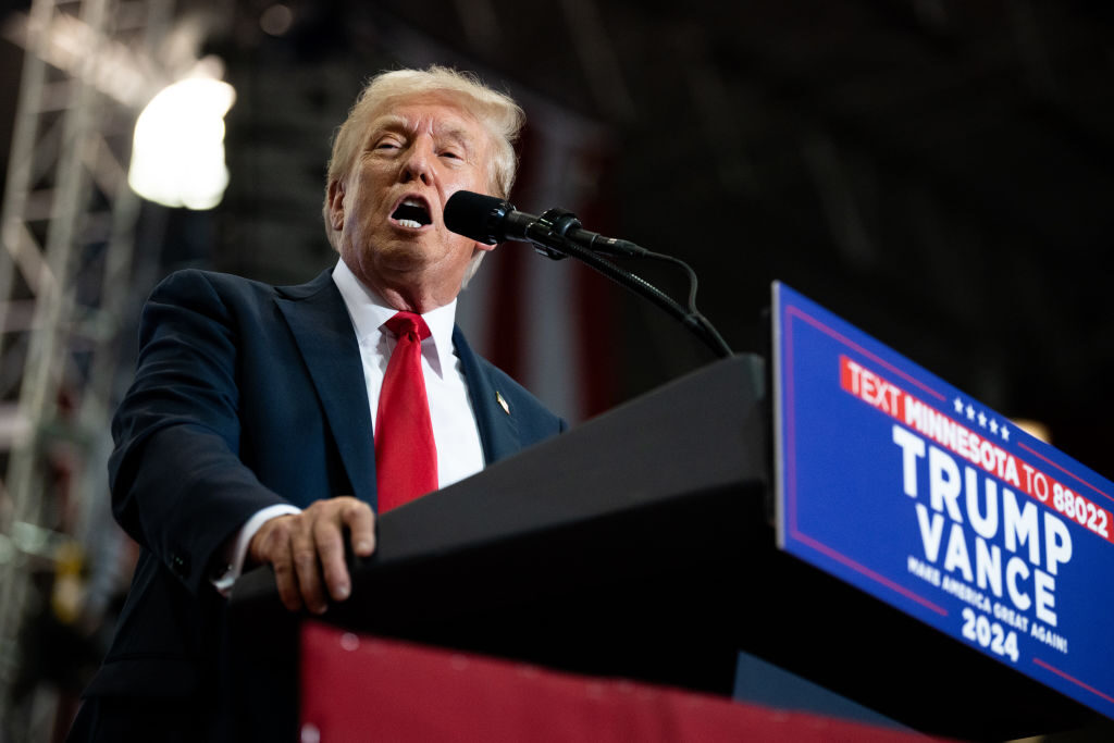 Former President Donald Trump speaks during a rally at Herb Brooks National Hockey Center on July 27 in St. Cloud, Minn. 