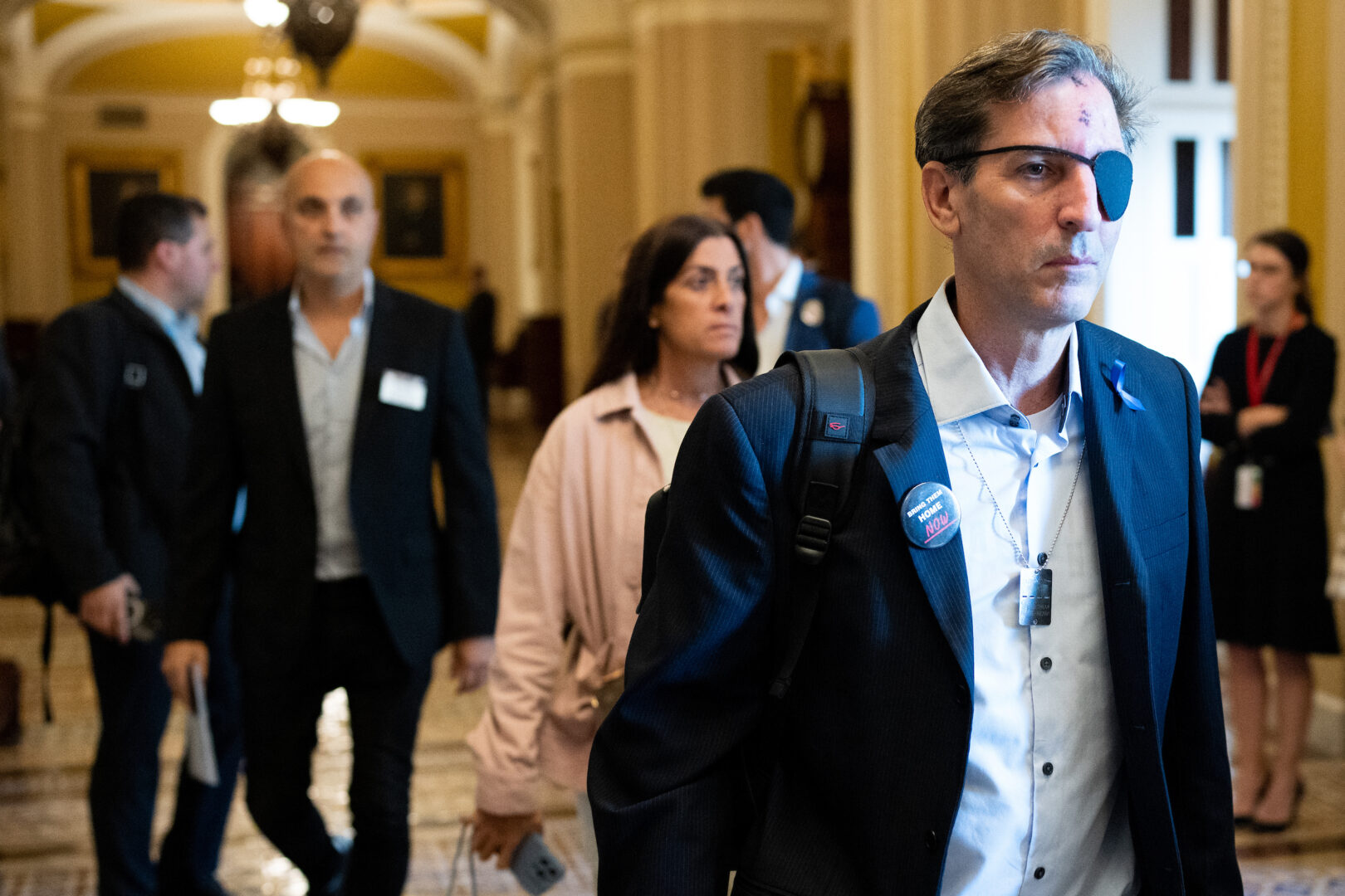 Family members of hostages taken by Hamas — including Ruby Chen, father of Itay Chen — arrive for a meeting with Senate Majority Leader Charles E. Schumer on Thursday.