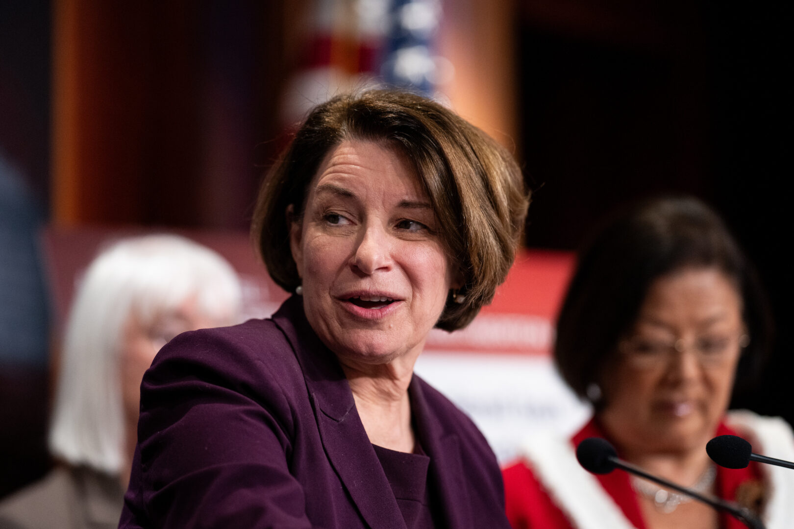 Sen. Amy Klobuchar, D-Minn., speaks during a news conference on reproductive rights in the Capitol on June 18. 