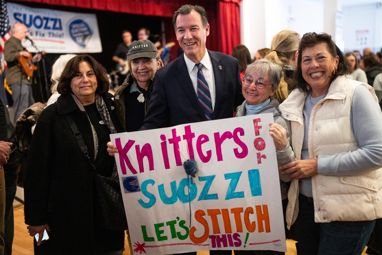 Rep.-elect Tom Suozzi takes a picture with supporters during a campaign rally at the Polish National Home in Glen Cove, N.Y., on Feb. 4. The New York Democrat won the 3rd District special election on Tuesday.