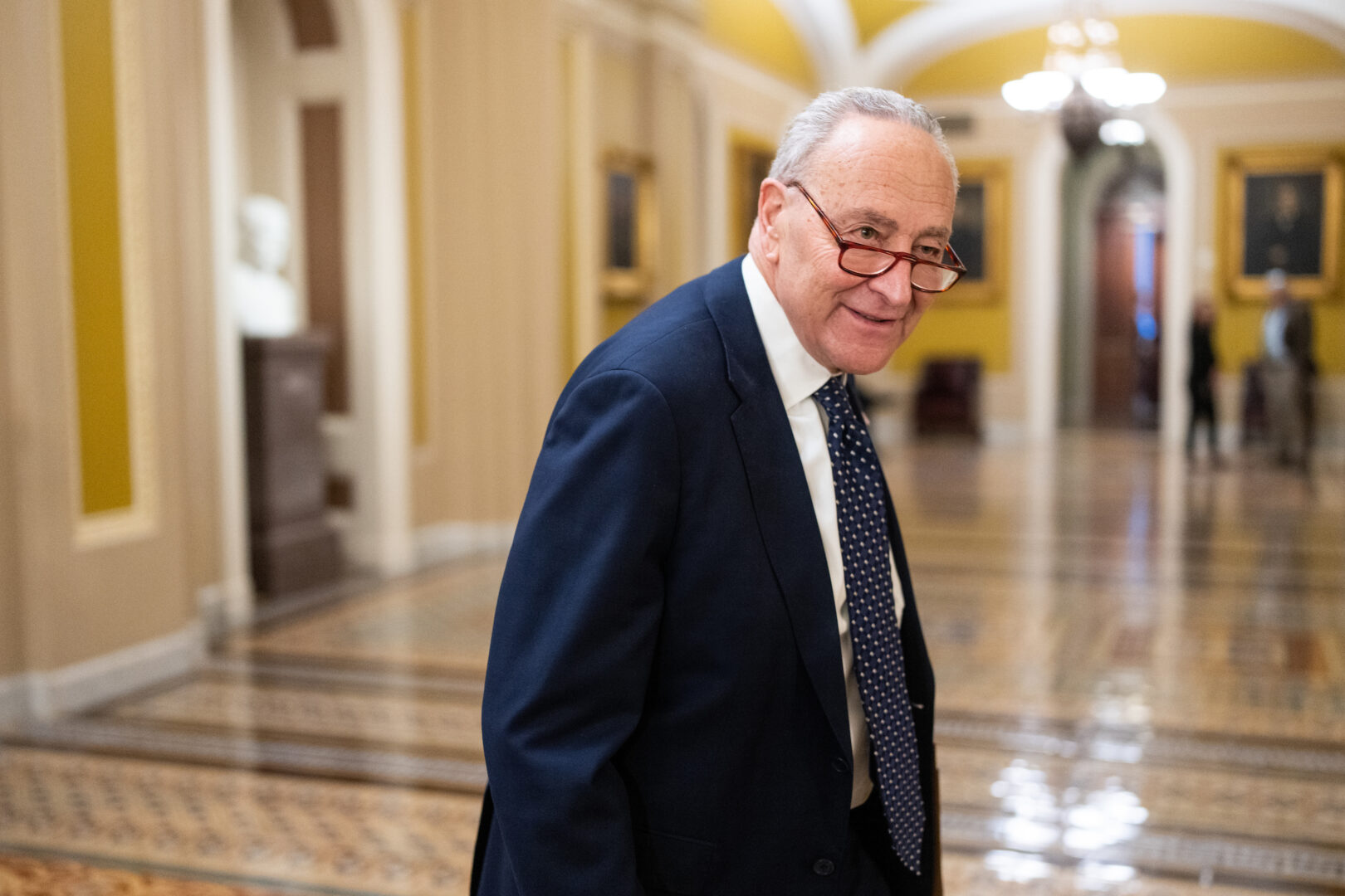 Senate Majority Leader Charles E. Schumer hopes to assemble bipartisan support for swift passage of a border security and war funding package.