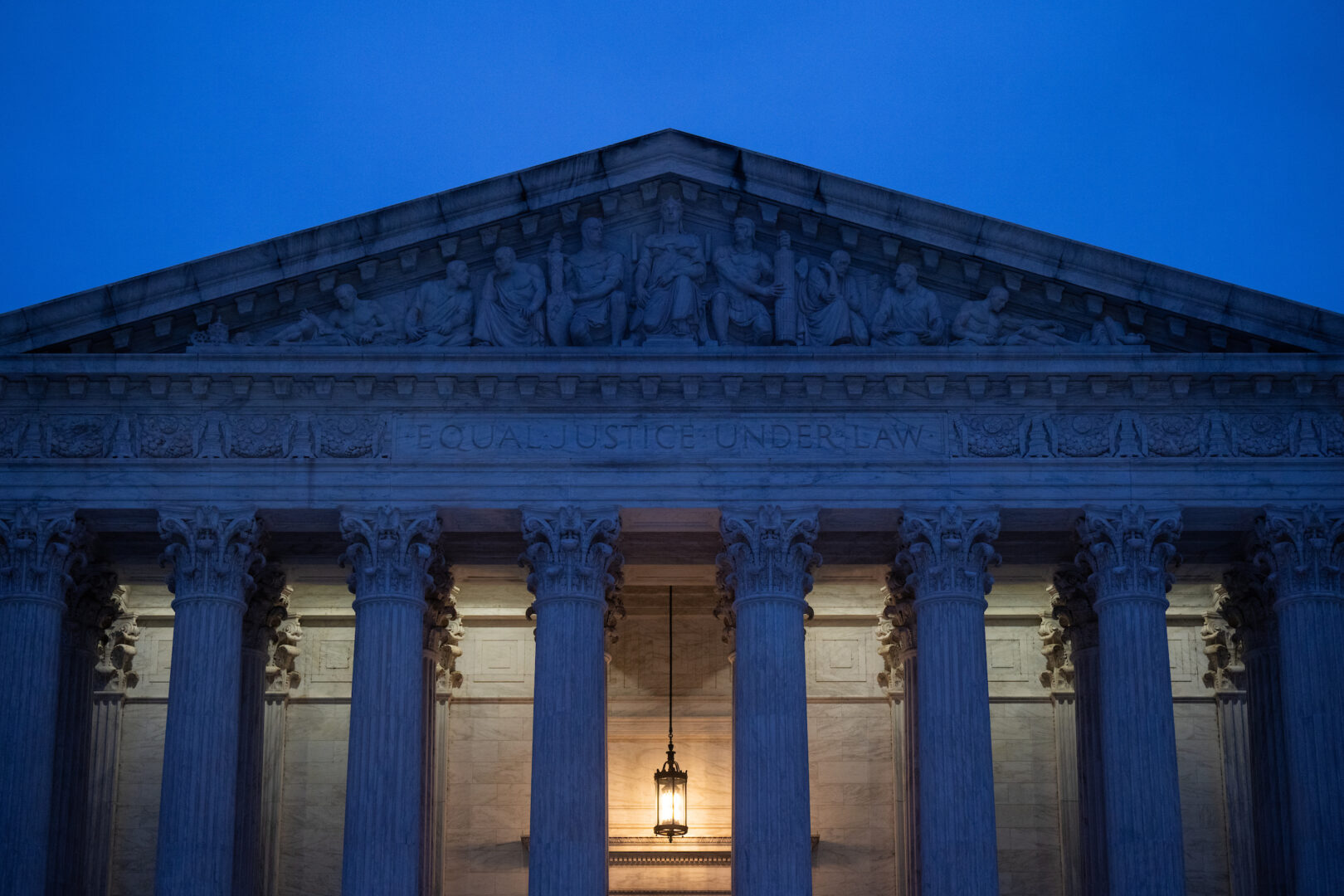 The Supreme Court building is seen at dawn. 