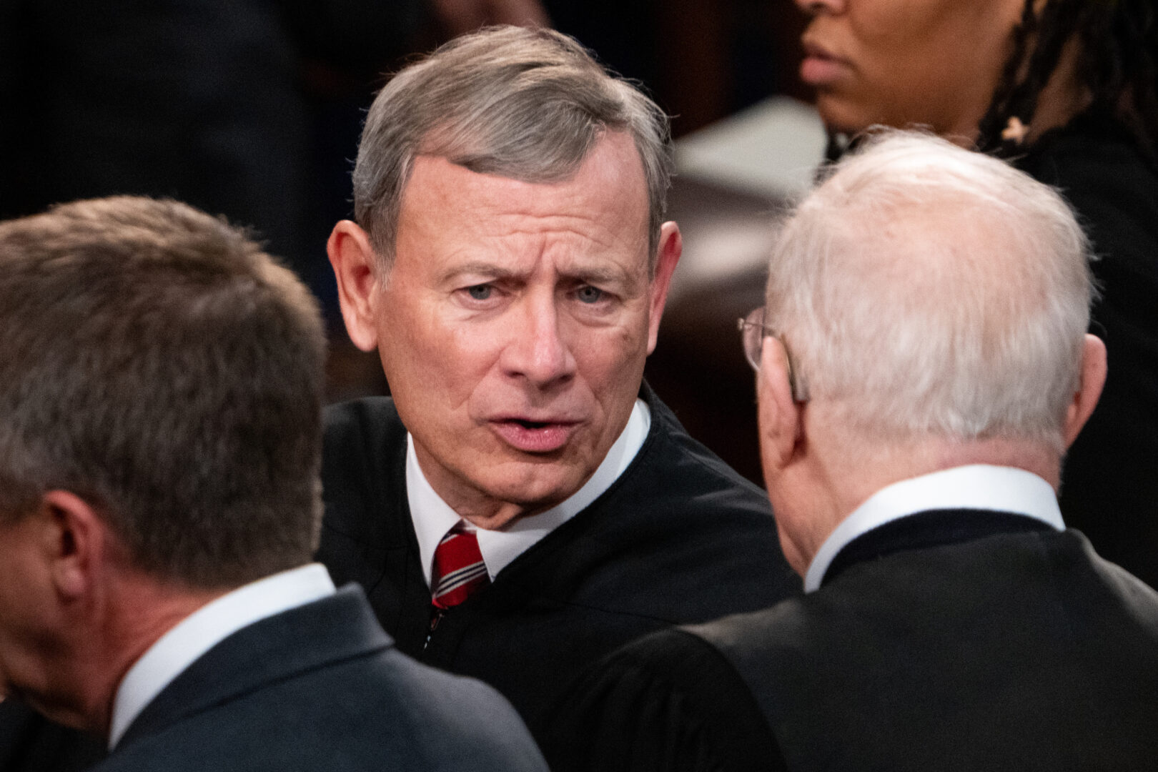 John G. Roberts Jr., chief justice of the United States, arrives on the House floor before President Joe Biden’s State of the Union address to the joint session of Congress in the Capitol in March. 