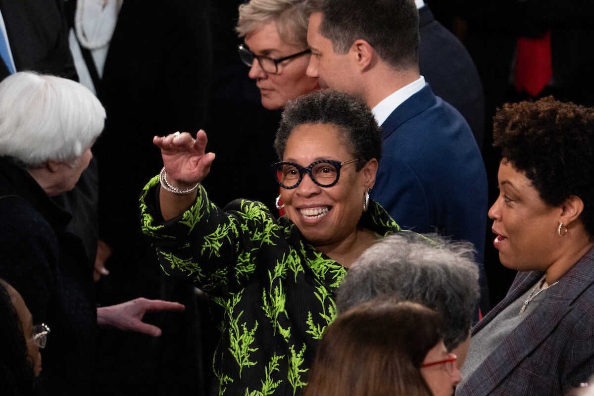 HUD Secretary Marcia Fudge arrives on the House floor before President Joe Biden’s State of the Union address to the joint session of Congress in the U.S. Capitol on Thursday, March 7, 2024. On Monday, the news broke that Fudge was leaving the administration. 