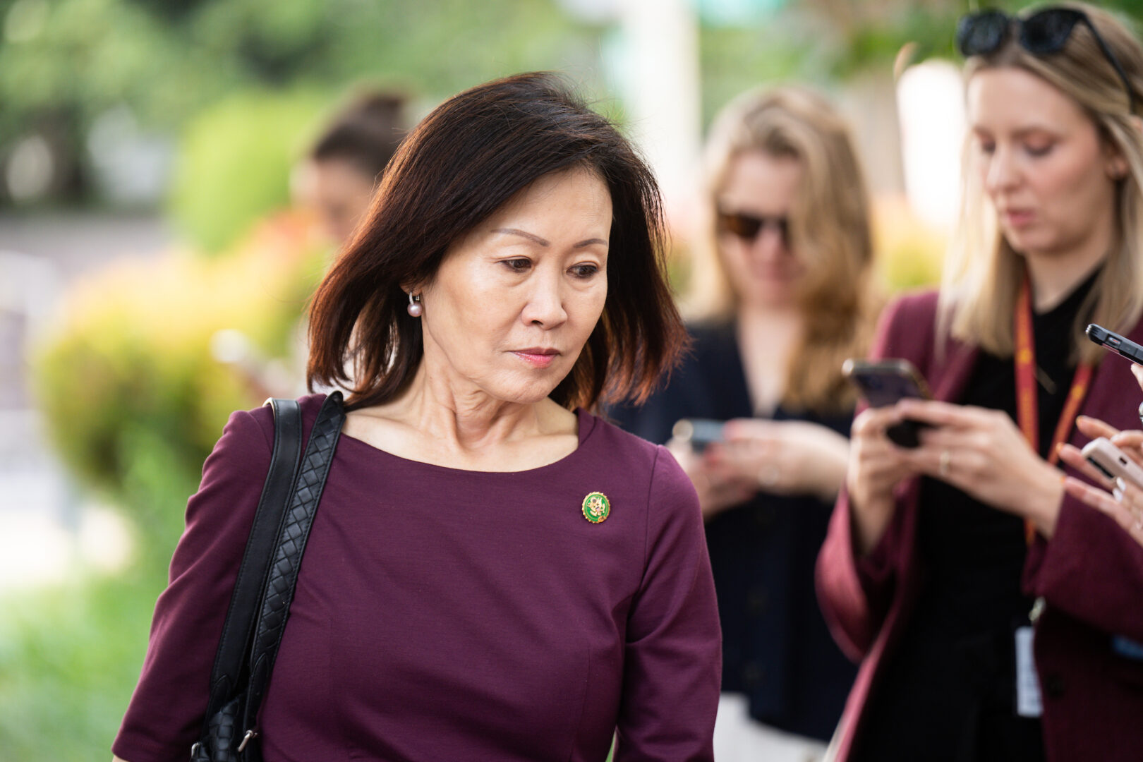 Rep. Michelle Steel, R-Calif., arrives for a House GOP meeting at the Capitol Hill Club in Washington on May 23, 2023.