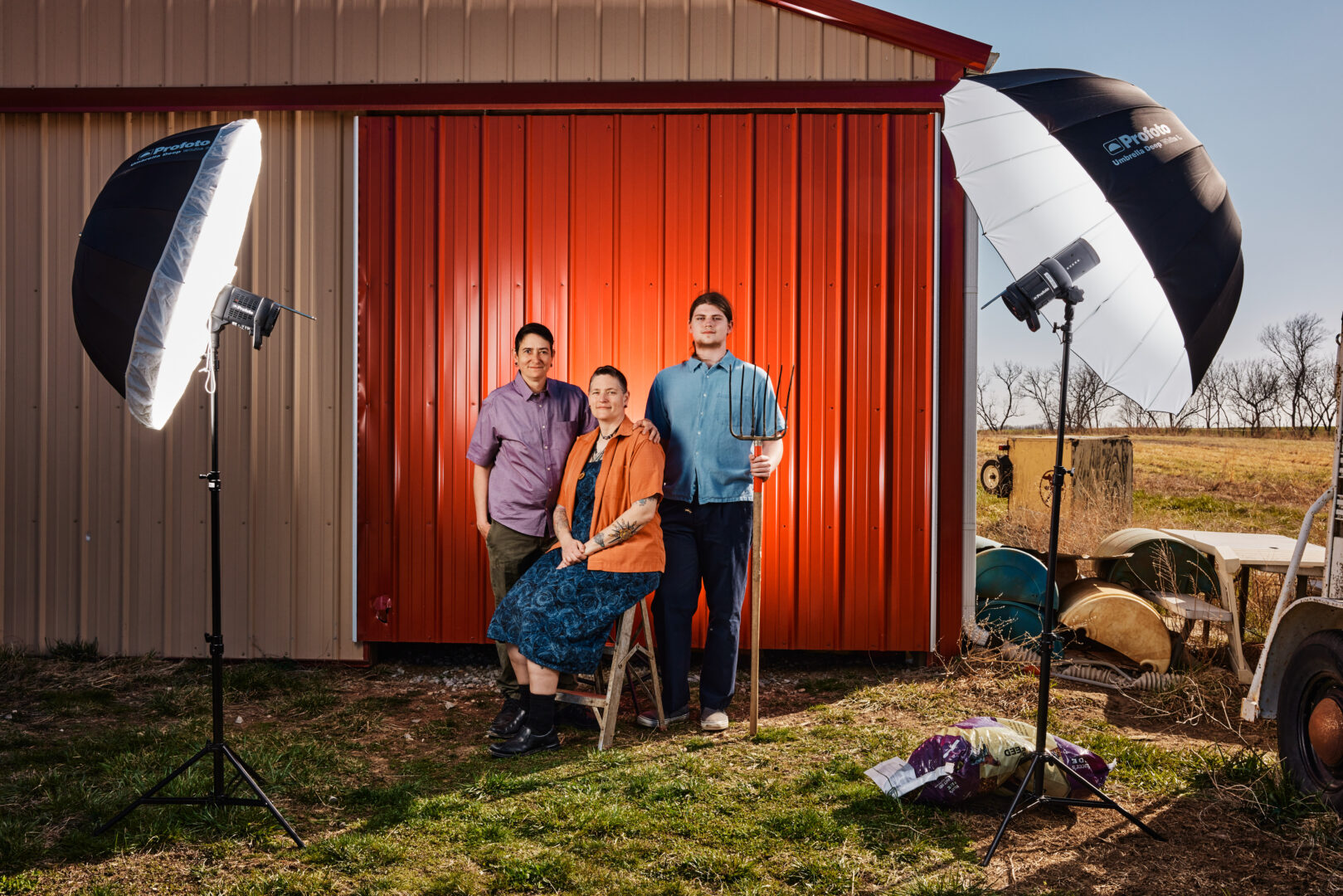 Denise and Courtney of Kansas pose with their son, Marek. The family is among those featured in the new Hulu documentary “We Live Here: The Midwest.” 