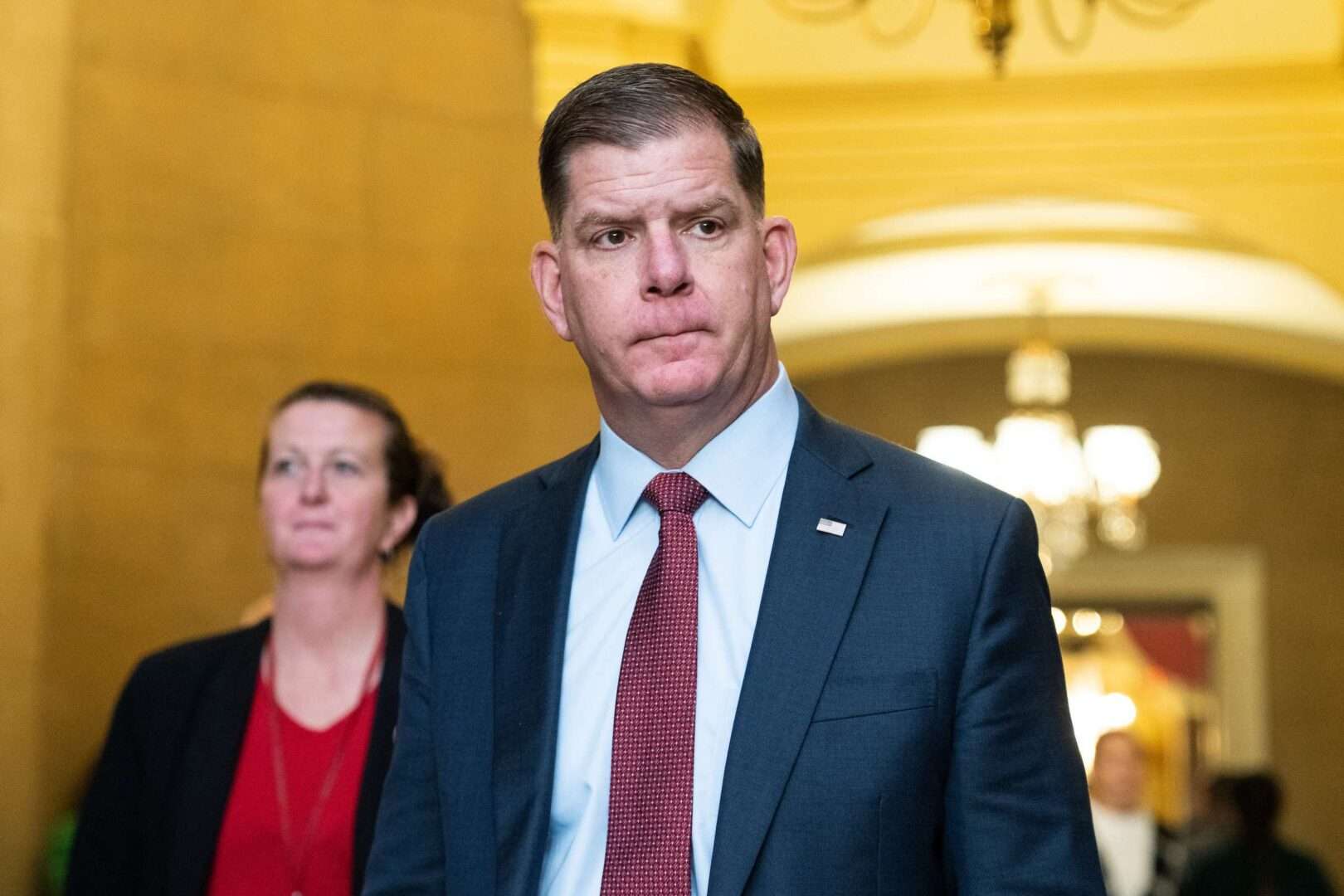 Labor Secretary Marty Walsh told department staff Thursday that he would leave the post in mid-March.